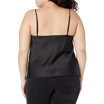Elegant Silky Stretch Satin Top by The Drop - Black