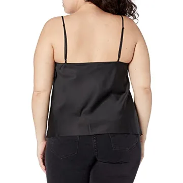 Elegant Silky Stretch Satin Top by The Drop - Black