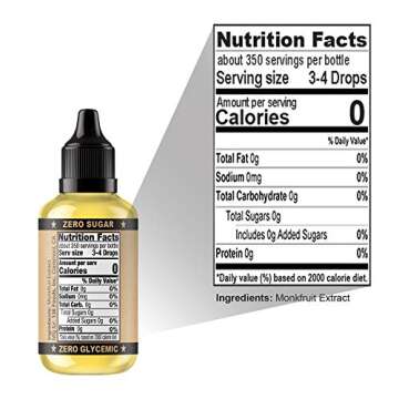 Monk Drops - 100% Monkfruit Liquid Sweetener, Zero Glycemic, Zero Calories, Zero Sugar, No Added Water, Concentrated Monk Fruit (350 Servings, 1.5 Fl Oz)