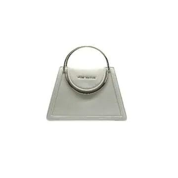 Tian Zevon Gisselle Metal Handle Leather Purse - Premium Vegan Leather, Ivory