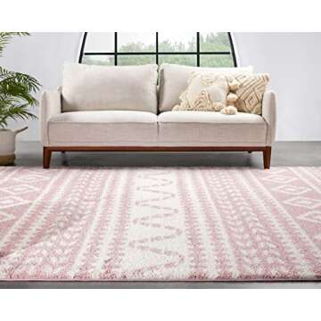 Well Woven Blush Pink Soft Shag Area Rug 5x7