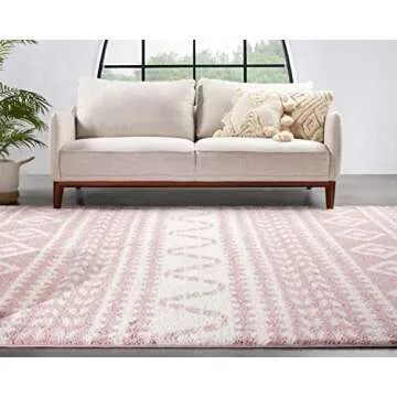 Well Woven Blush Pink Soft Shag Area Rug 5x7