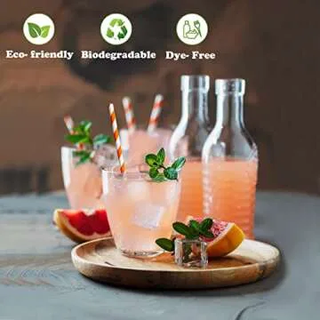200 Pcs Biodegradable Paper Straws for Drinks & Parties