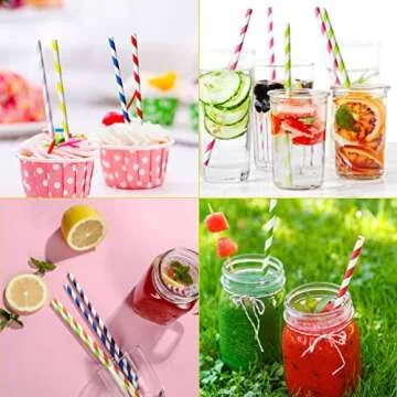 200 Pcs Biodegradable Paper Straws for Drinks & Parties