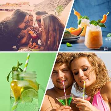 200 Pcs Biodegradable Paper Straws for Drinks & Parties