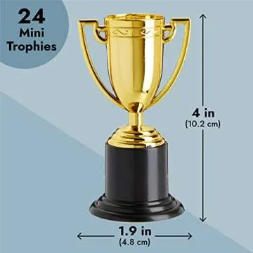 Juvale 24 Pack Mini Trophies for Awards, Gold Participation Trophy Cups for Sports Tournaments and Competitions (4 in)