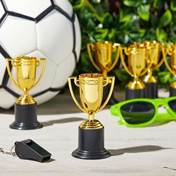 Juvale 24 Pack Mini Trophies for Awards, Gold Participation Trophy Cups for Sports Tournaments and Competitions (4 in)