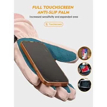 TRENDOUX Winter Gloves for Women, Water Resistance Men 3M Thinsulate, Outdoor Skiing Hiking Touchscreen, Windproof Cuff, Thick Thermal Wicking Insert, Snowboard Snow Running (Pink M)
