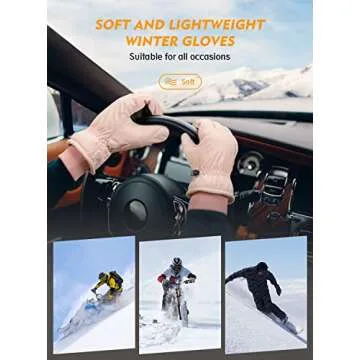 TRENDOUX Winter Gloves for Women, Water Resistance Men 3M Thinsulate, Outdoor Skiing Hiking Touchscreen, Windproof Cuff, Thick Thermal Wicking Insert, Snowboard Snow Running (Pink M)