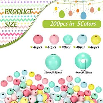 Hinly 200 Pcs Winter Snowflakes Ocean Retro Wooden Beads Large Hole Round Wooden Beads for Pastel Co...