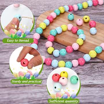 Hinly 200 Pcs Retro Wooden Beads for DIY Crafting