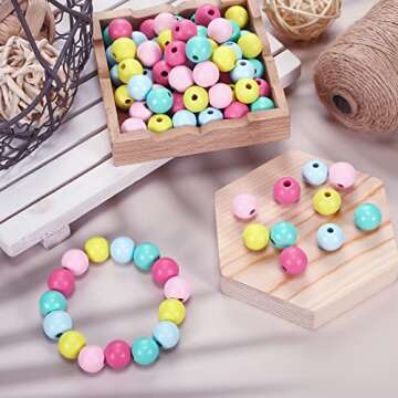 Hinly 200 Pcs Retro Wooden Beads for DIY Crafting