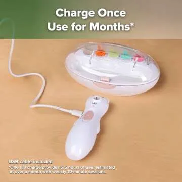 haakaa Happii Bear Baby Nail File Electric Nail Trimmer with LED Light, Rechargeable Baby Nail Clippers for Newborn/Adults Toes and Fingernails, Additional Replacement Heads & Charging Cable