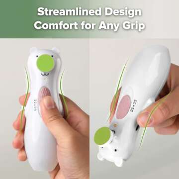 haakaa Happii Bear Baby Nail File Electric Nail Trimmer with LED Light, Rechargeable Baby Nail Clippers for Newborn/Adults Toes and Fingernails, Additional Replacement Heads & Charging Cable