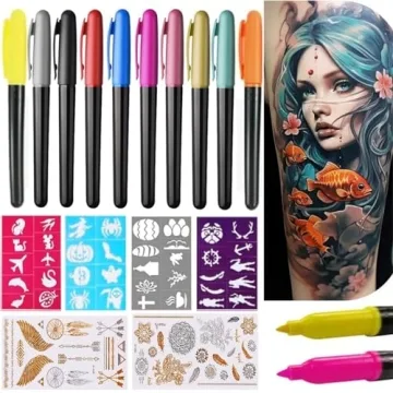 Temporary Tattoo Markers & Stencils | 354pcs Kit