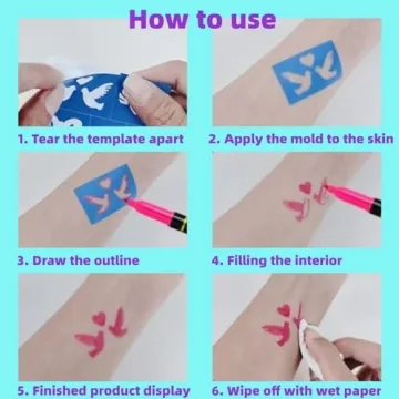 Temporary Tattoo Markers & Stencils | 354pcs Kit