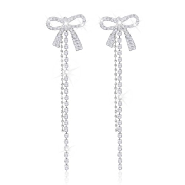 Trendy Silver Earrings Bow Dangle Earrings for Women