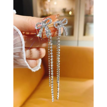 Trendy Silver Earrings Bow Dangle Earrings for Women