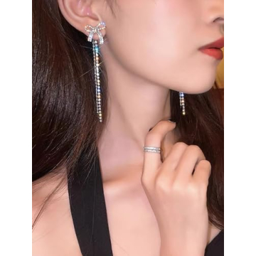 Trendy Silver Earrings Bow Dangle Earrings for Women
