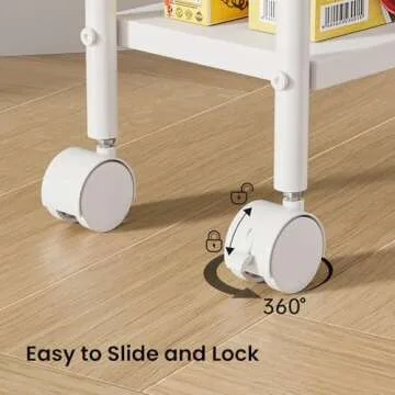 Asgolion Slim Storage Cart, 4 Tier Rolling Utility Cart on Wheels, Narrow Shelving Unit Cart for Small Spaces in Kitchen, Dining Room, Bathroom, Laundry Room, White