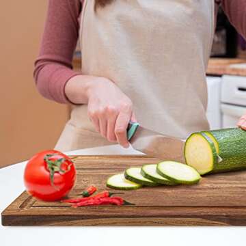 Acacia Wood Cutting Board - Ultra Thick 16” x 12” - Kitchen Chopping Board with Juice Drip Groove - Ideal for Chopping Meat, Vegetables, Fruits, Bread, Cheese