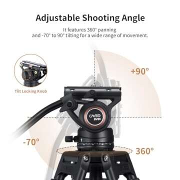 Cayer BV30 Heavy Duty Video Tripod, 64 inches Professional Aluminum Tripod Leg with K3 Fluid Head, Mid-Level Spreader, Max Loading 13.2 LB, 360 Degree Fluid Head for DSLR Camcorder Camera