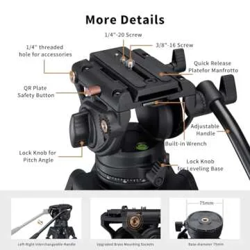 Cayer BV30 Heavy Duty Video Tripod with K3 Fluid Head