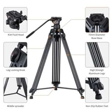 Cayer BV30 Heavy Duty Video Tripod with K3 Fluid Head