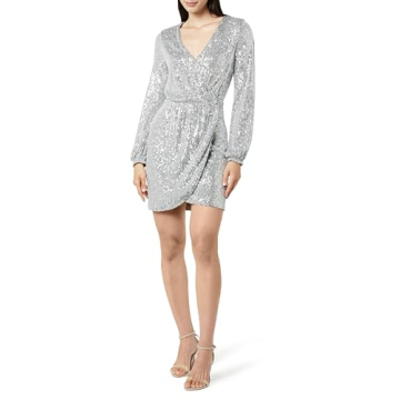 Helena Sequin Wrap Dress in Silver - Stunning Elegance