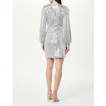 Helena Sequin Wrap Dress in Silver - Stunning Elegance