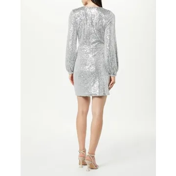 Helena Sequin Wrap Dress in Silver - Stunning Elegance