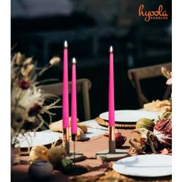 Hyoola 12 Pack Tall Taper Candles - 10 Inch Hot Pink - Fuchsia Dripless, Unscented Dinner Candle - Paraffin Wax with Cotton Wicks - 8 Hour Burn Time