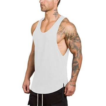 Muscle Killer 3-Pack Men's Muscle Gym Workout Stringer Tank Tops Bodybuilding Fitness T-Shirts (Large, Black+Gray+White)