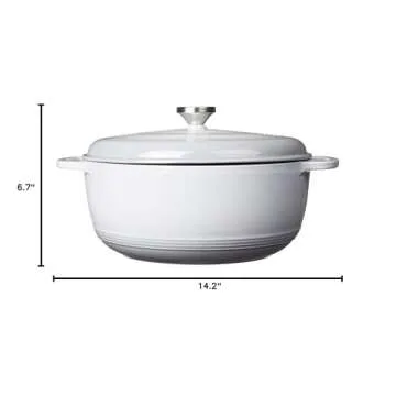 Lodge 7.5 Quart Enameled Cast Iron Dutch Oven with Lid – Dual Handles – Oven Safe up to 500° F or on Stovetop - Use to Marinate, Cook, Bake, Refrigerate and Serve –Gray