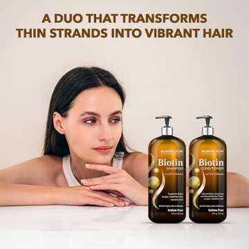 MAJESTIC PURE Biotin Shampoo and Conditioner Set with DHT Blocker Complex - Hydrating, Nourishing & Supporting Healthy Hair, Sulfate Free, for Men & Women - 16 fl oz each
