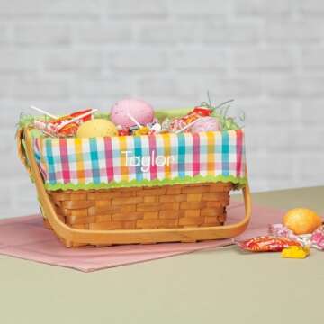 Fox Valley Traders Personalized Plaid Wicker Easter Basket