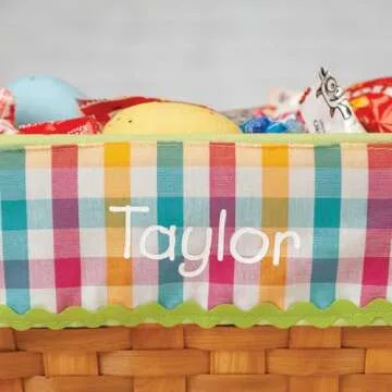 Fox Valley Traders Personalized Plaid Wicker Easter Basket