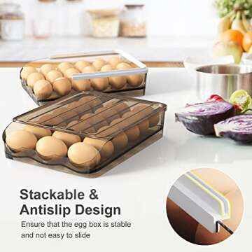 Egg Holder for Refrigerator - Large Capacity Egg Storage