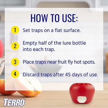 Terro Fruit Fly Trap 4 Pack with 180 Days Lure Supply