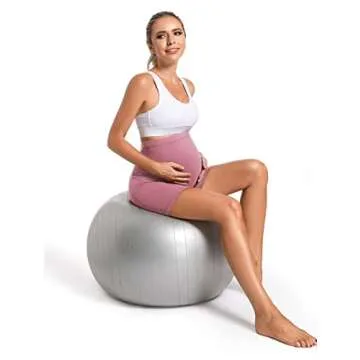 Foucome Women's Maternity Biker Shorts Stretchy Yoga Shorts Over the Belly 5" Workout Running Athletic Shorts Pants (Lilac Pink, Large)