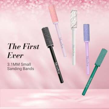 MelodySusie 50 Pcs Nail Drill Bits Small Sanding Bands with 3.1mm Mandrel Bit, 240 Extreme Fine Grit Nail File for Acrylic Nails Gel Manicures and Pedicure, Pink