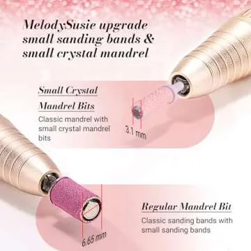 MelodySusie 50 Pcs Nail Drill Bits Small Sanding Bands with 3.1mm Mandrel Bit, 240 Extreme Fine Grit Nail File for Acrylic Nails Gel Manicures and Pedicure, Pink