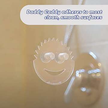 Scrub Daddy Sponge Holder - Daddy Caddy - Suction Sponge Holder for Smiley Face Sponge , Non-Slip Suction Cups, Sink Organizer for Kitchen and Bathroom, Self Draining, Dishwasher Safe - 2ct