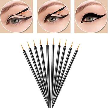 Zarivy 100PCS Disposable Eyeliner Makeup Brushes With Covers On the Hair, Makeup Eye Liner Tools Wands Applicator(Size: 9cm, Thick: 0.2cm, Color: Black)