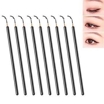 Zarivy 100PCS Disposable Eyeliner Makeup Brushes With Covers On the Hair, Makeup Eye Liner Tools Wands Applicator(Size: 9cm, Thick: 0.2cm, Color: Black)