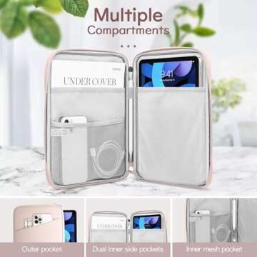 Dadanism 9-11 Inch Tablet Sleeve Bag Carrying Case for iPad 10th Gen 10.9, iPad 9/8/7th Gen 10.2, iPad Air 11", iPad Pro 11 M4 M2 2024, iPad Air5/4 10.9, Galaxy Tab A9+ Plus 11"/S9 FE, Pink