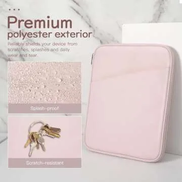 Dadanism 9-11 Inch Tablet Sleeve Bag Carrying Case for iPad 10th Gen 10.9, iPad 9/8/7th Gen 10.2, iPad Air 11", iPad Pro 11 M4 M2 2024, iPad Air5/4 10.9, Galaxy Tab A9+ Plus 11"/S9 FE, Pink