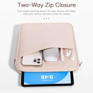 Dadanism 9-11 Inch Tablet Sleeve Bag Carrying Case for iPad 10th Gen 10.9, iPad 9/8/7th Gen 10.2, iPad Air 11", iPad Pro 11 M4 M2 2024, iPad Air5/4 10.9, Galaxy Tab A9+ Plus 11"/S9 FE, Pink