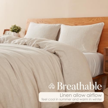 DAPU 100% Linen Duvet Cover Set King Size Soft Breathable