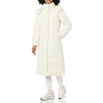 Sustainable Women's Hooded Long-Length Puffer Coat